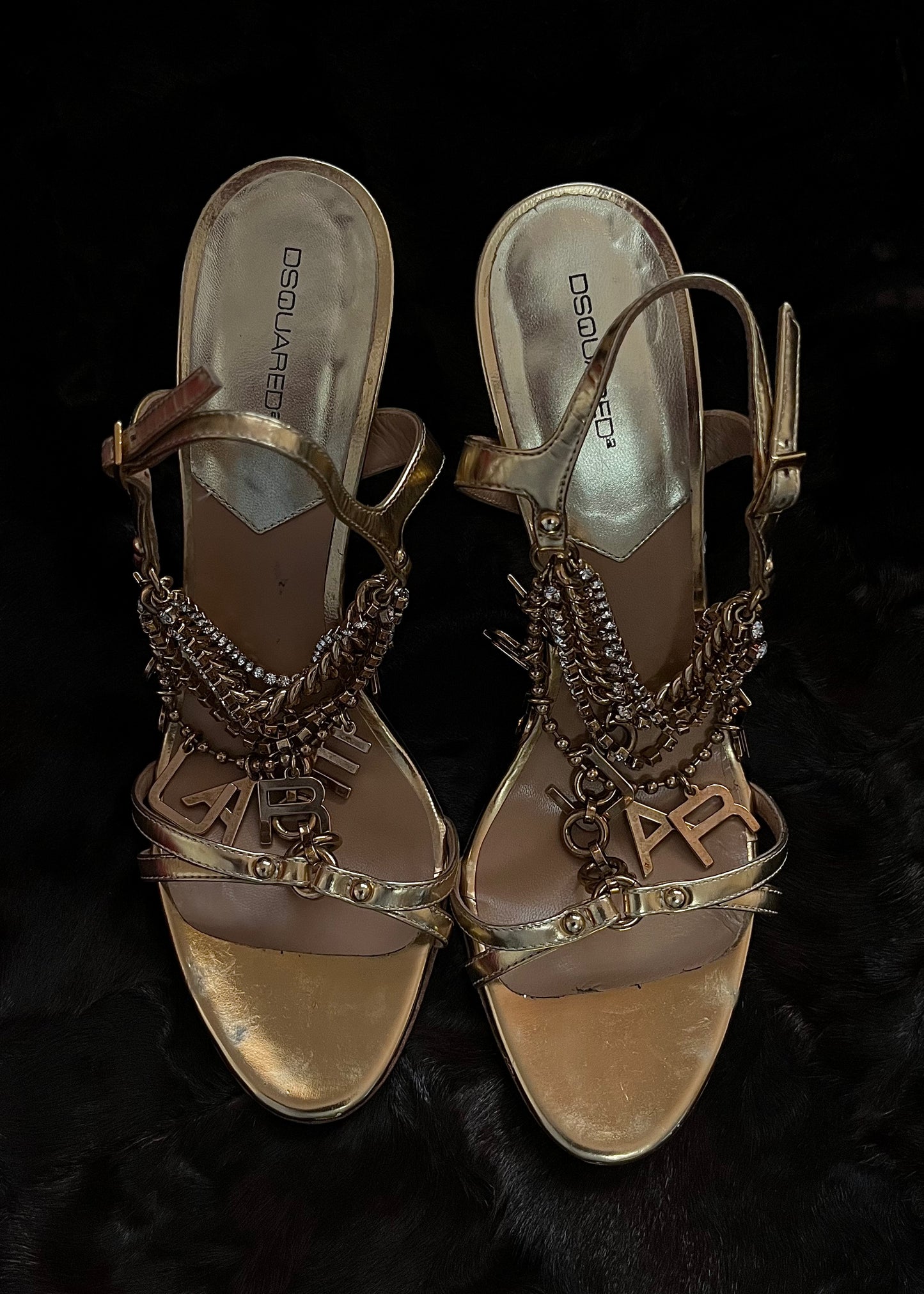 Dsquared2 Strappy Sandals with Gold Chain Detail