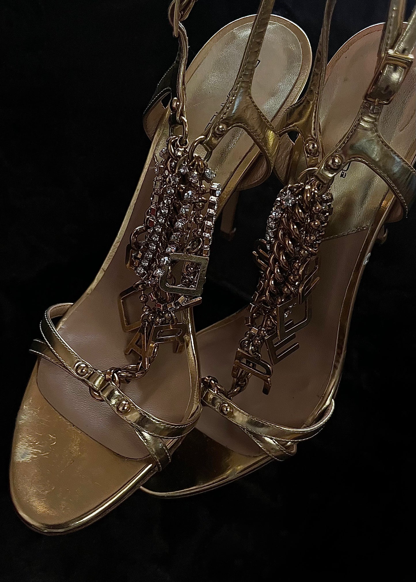 Dsquared2 Strappy Sandals with Gold Chain Detail