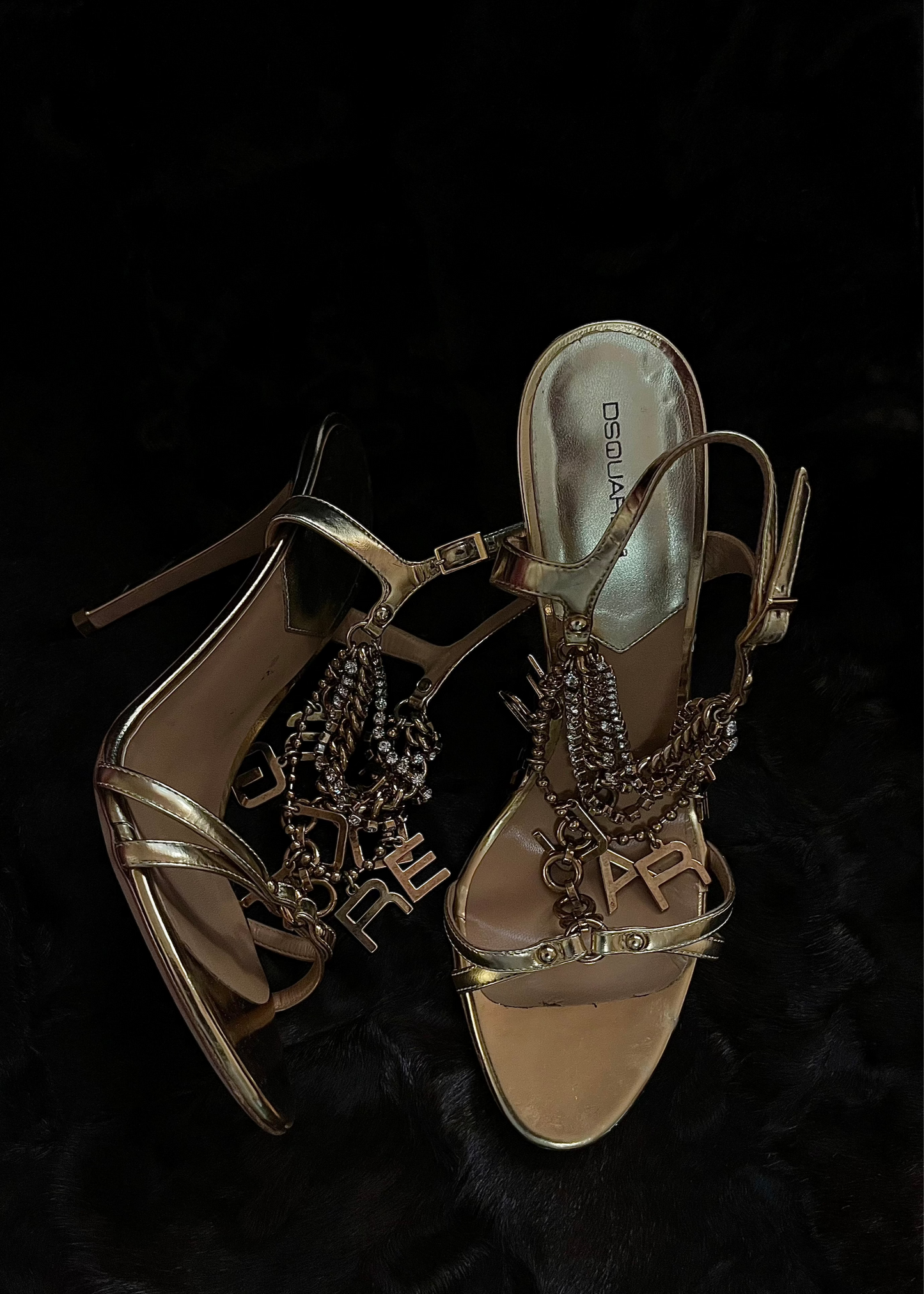 Dsquared2 Strappy Sandals with Gold Chain Detail