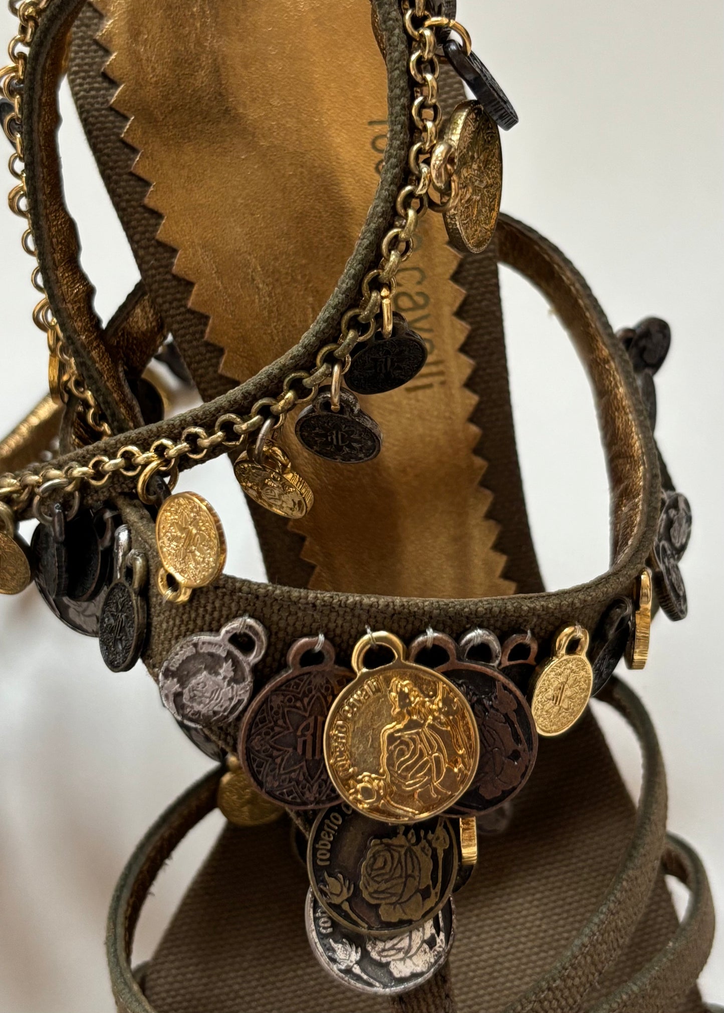 Roberto Cavalli Coin Embellished Sandals