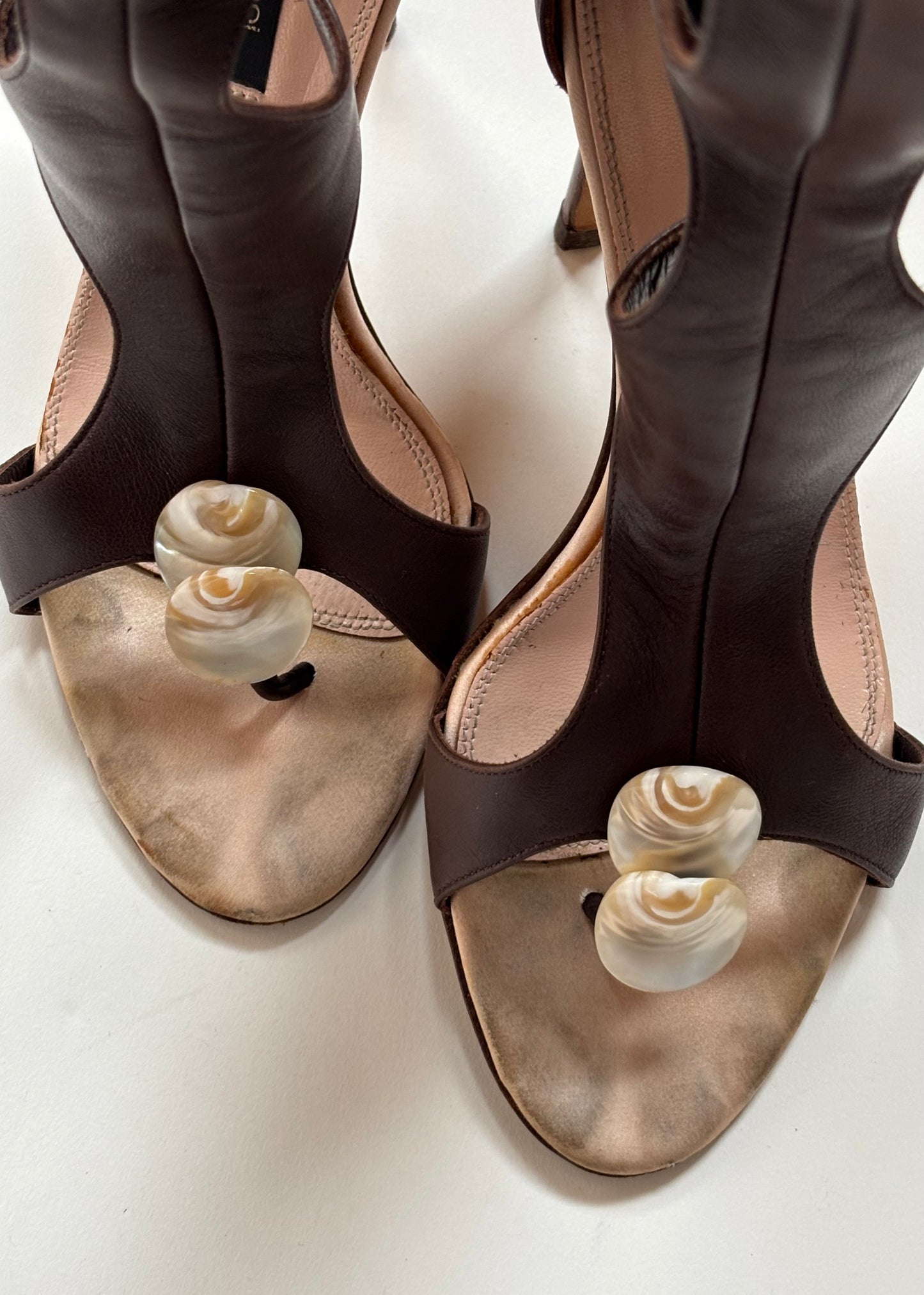 Sergio Rossi Shell Detail Gladiator Cutout Heels
