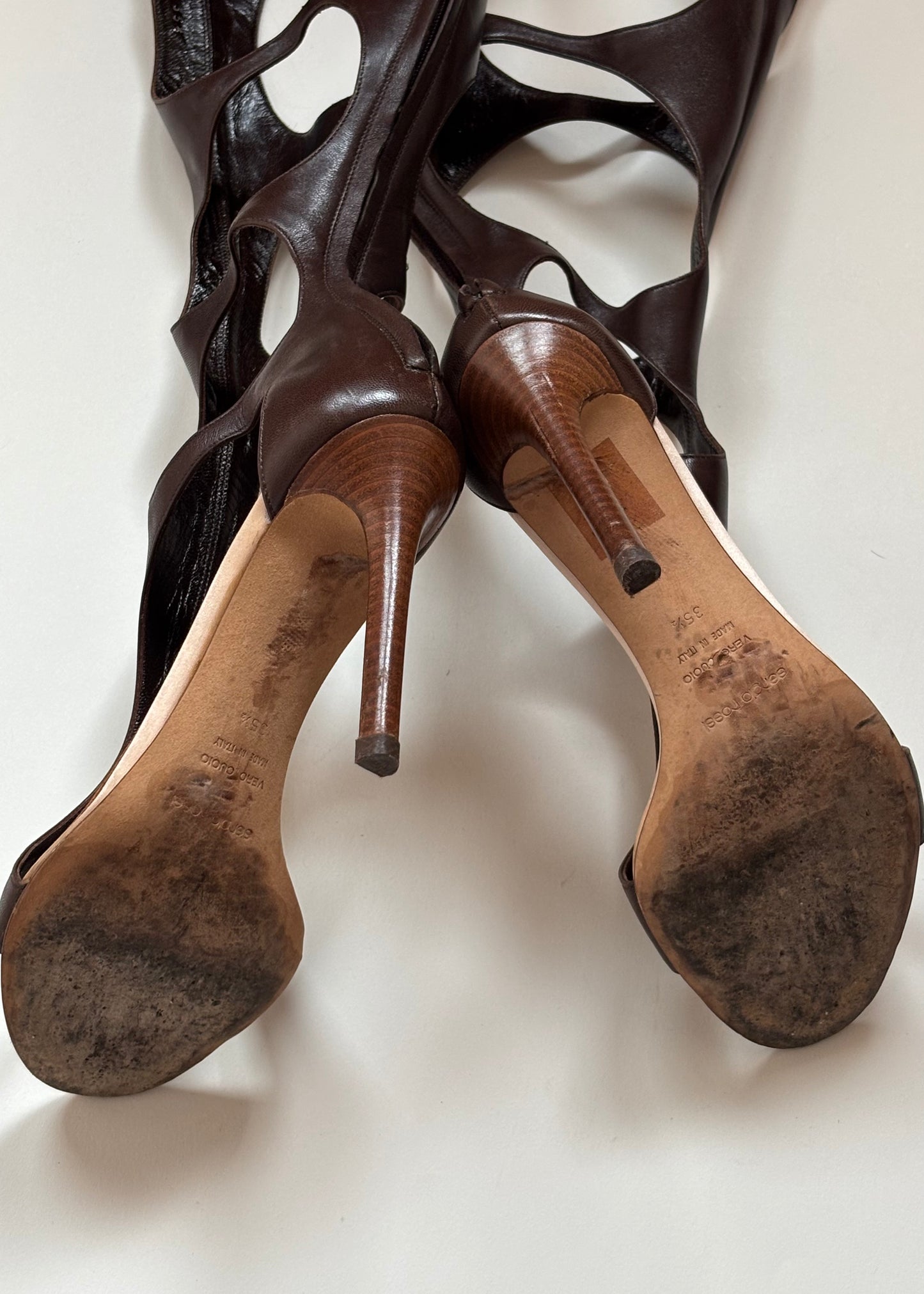 Sergio Rossi Shell Detail Gladiator Cutout Heels