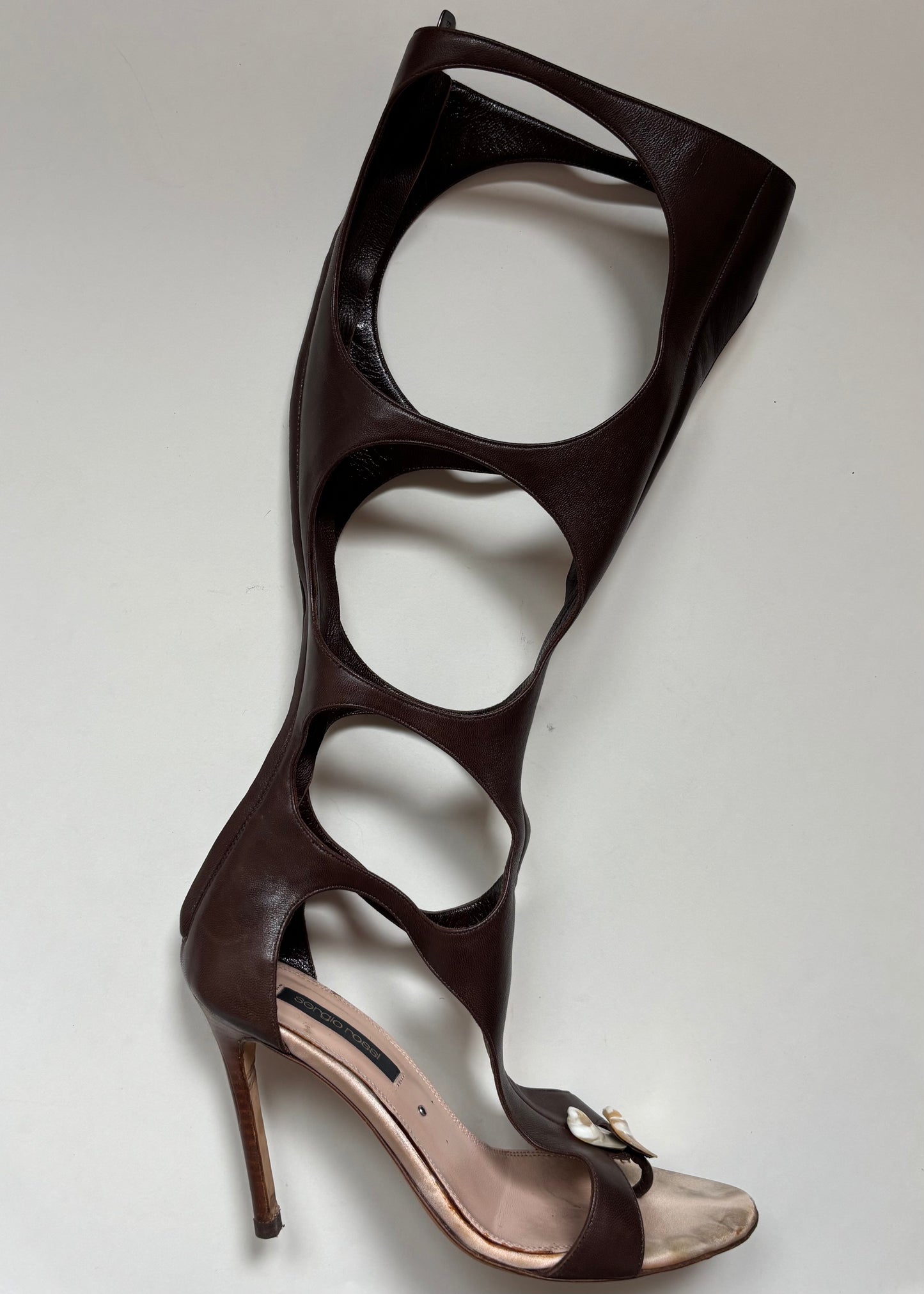 Sergio Rossi Shell Detail Gladiator Cutout Heels