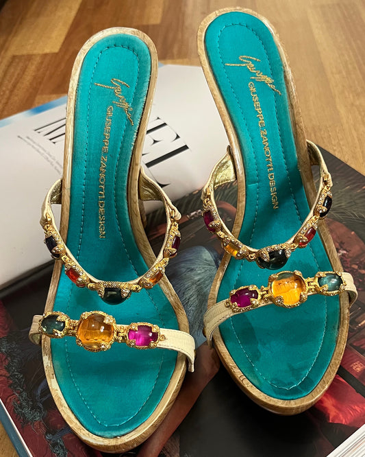 Giuseppe Zanotti Multi Gemstone Wedge Heels