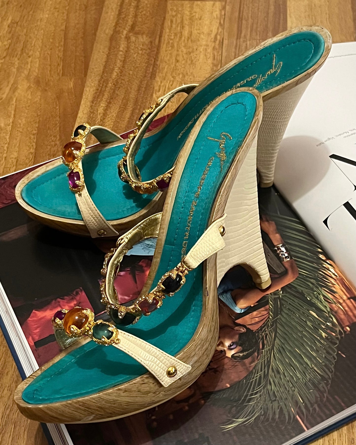 Giuseppe Zanotti Multi Gemstone Wedge Heels