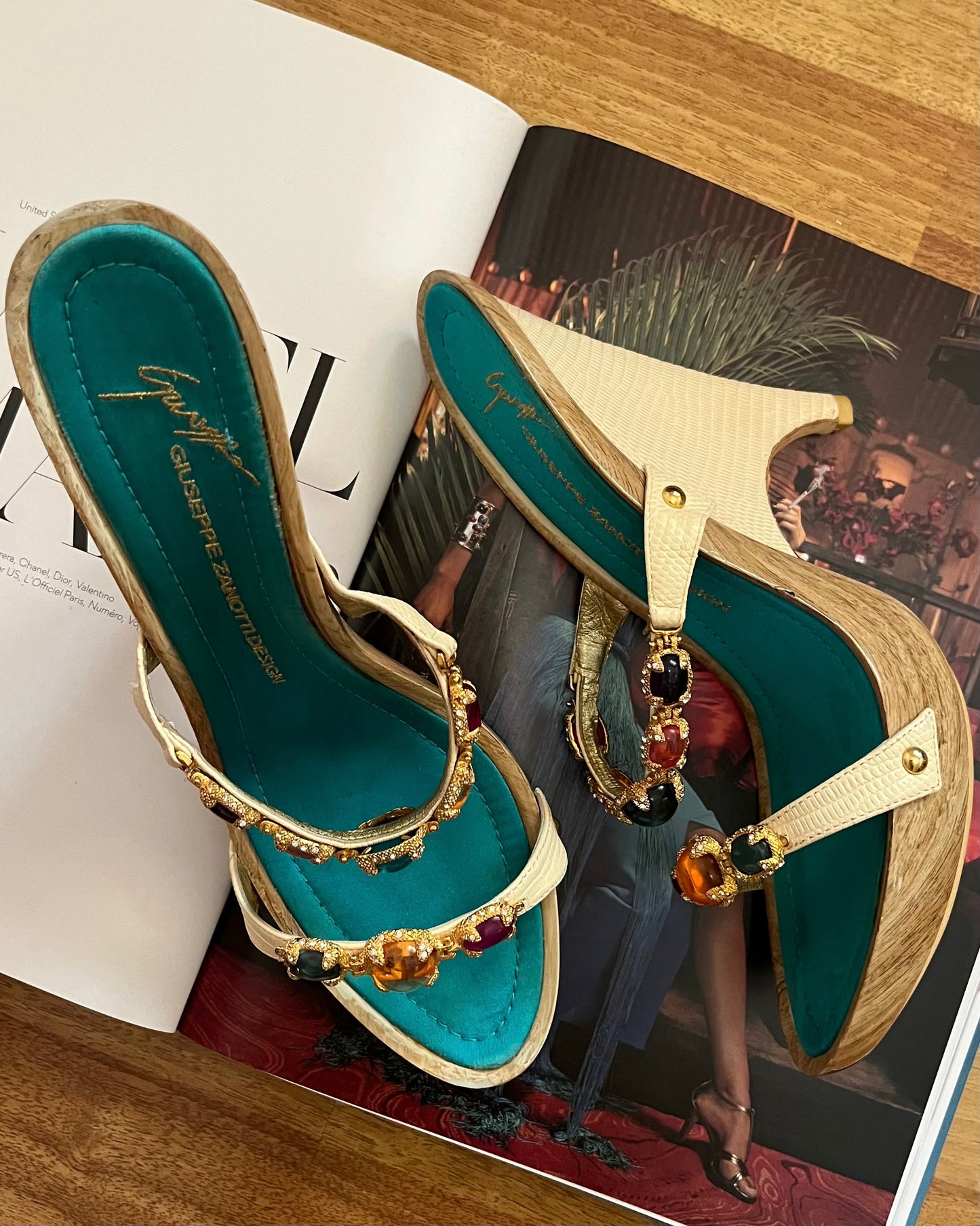 Giuseppe Zanotti Multi Gemstone Wedge Heels