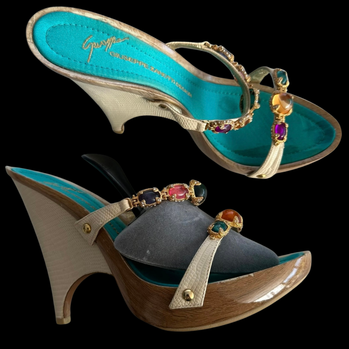 Giuseppe Zanotti Multi Gemstone Wedge Heels