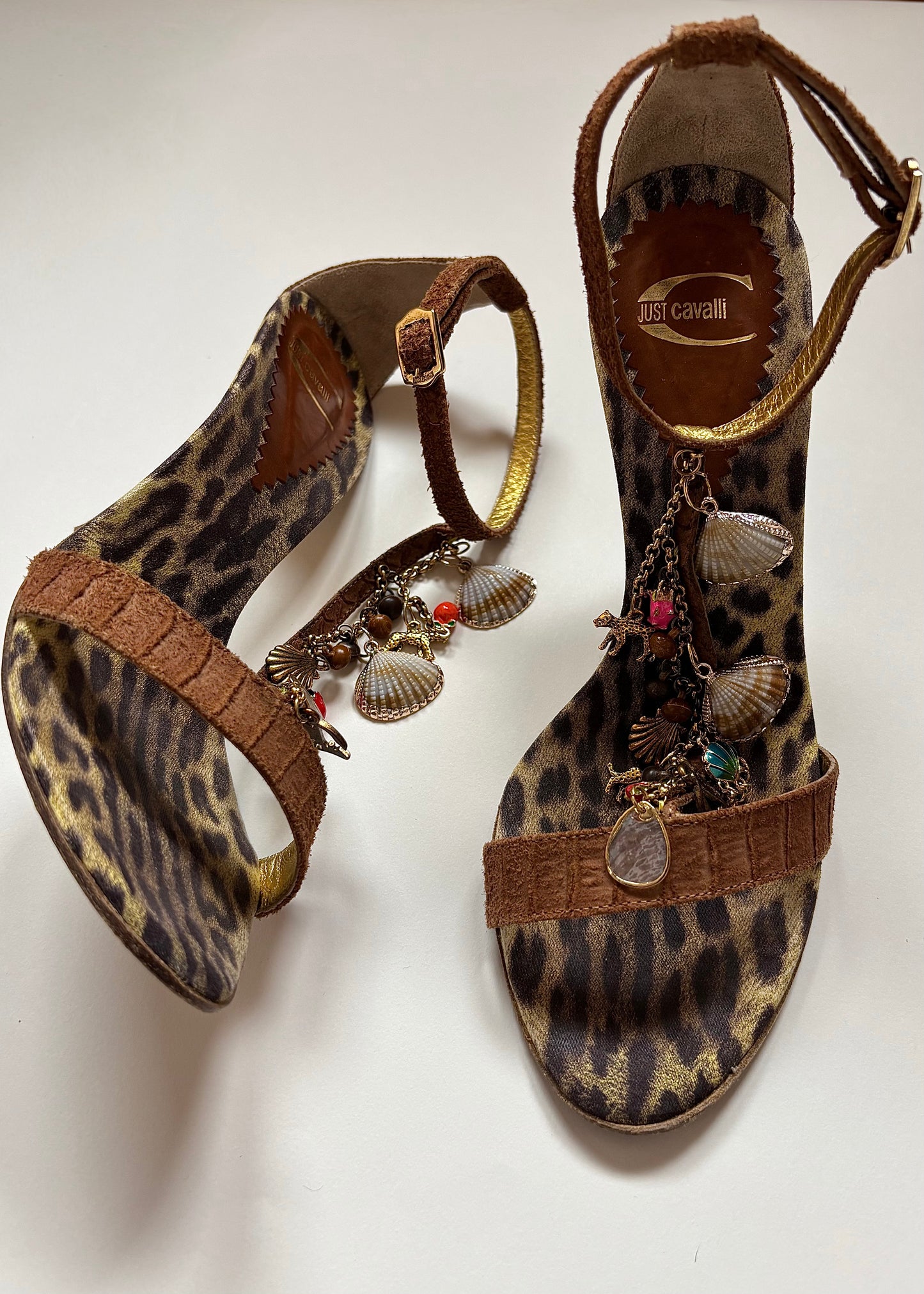 Just Cavalli Leopard Charm Chain Heels