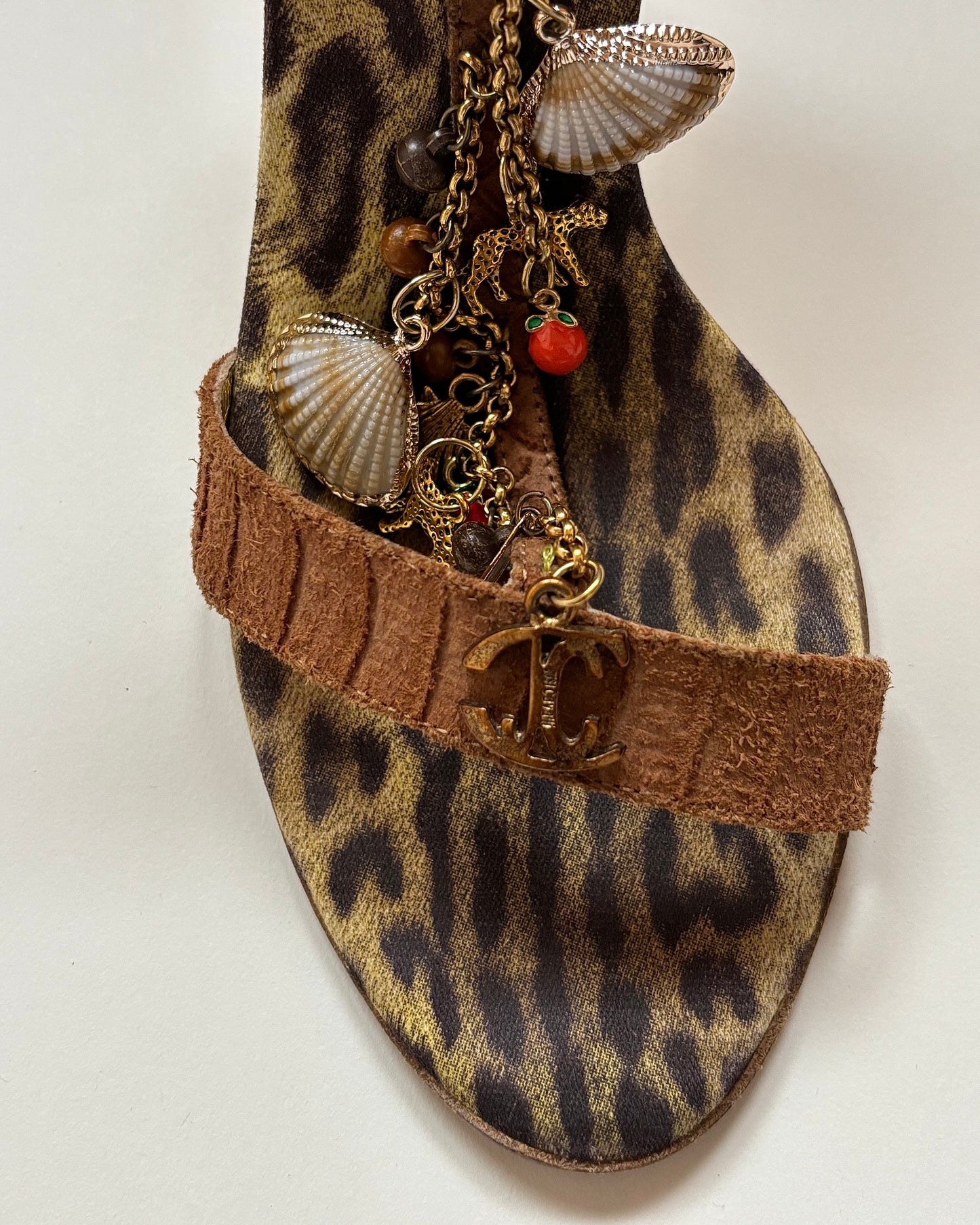 Just Cavalli Leopard Charm Chain Heels