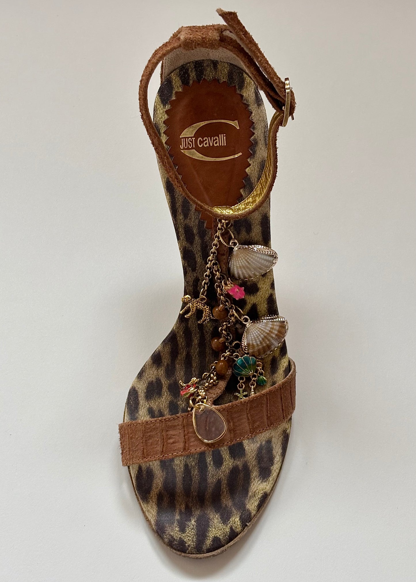 Just Cavalli Leopard Charm Chain Heels