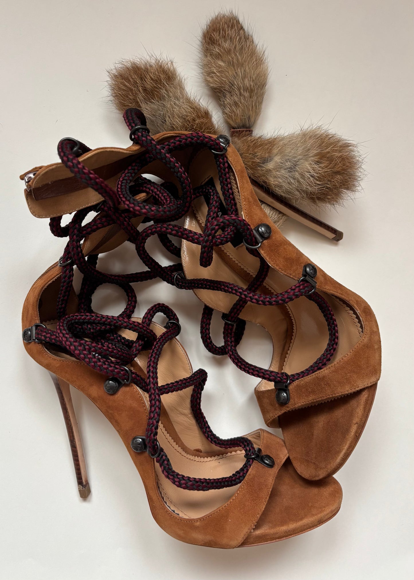 Dsquared2 Fall/Winter 2017 Riri Suede W/ Fur Tassel Sandals