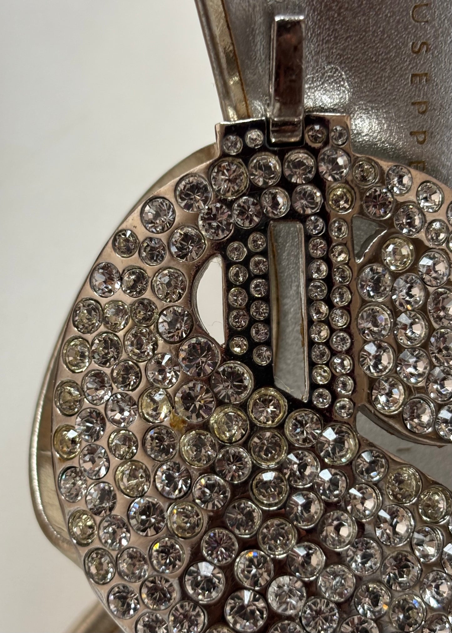 Giuseppe Zanotti Silver Metallic Swarovski Crystal Dollar Sign Heels