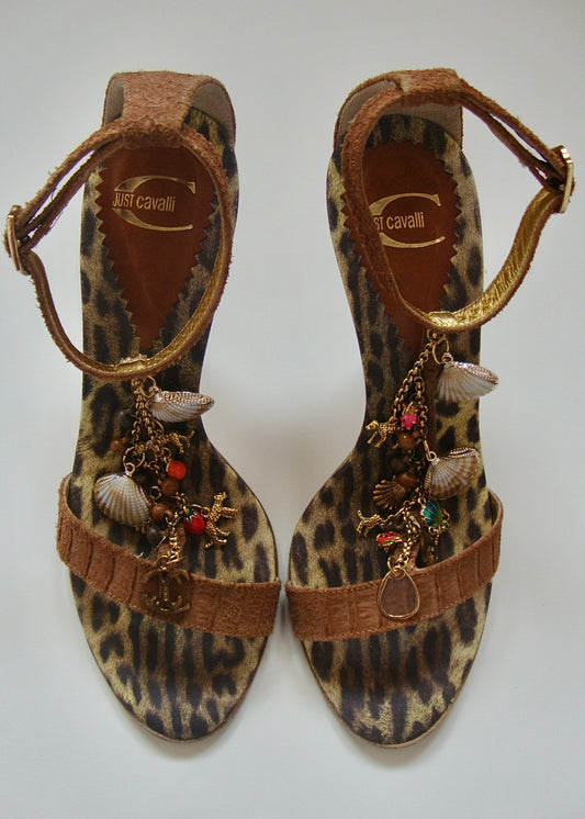 Just Cavalli Leopard Charm Chain Heels